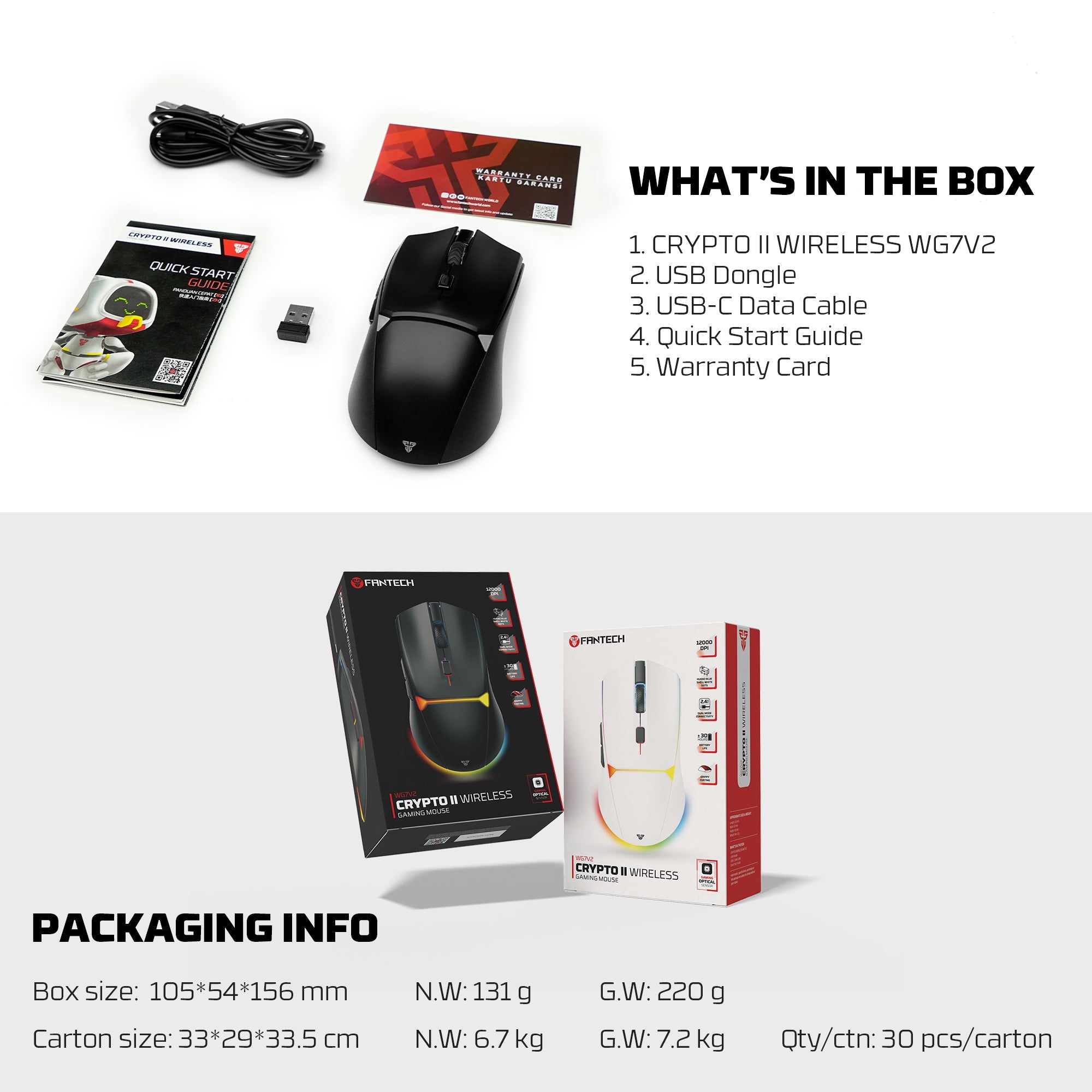 FANTECH WG7V2 CRYPTO II Wireless Gaming Mouse White Mouse