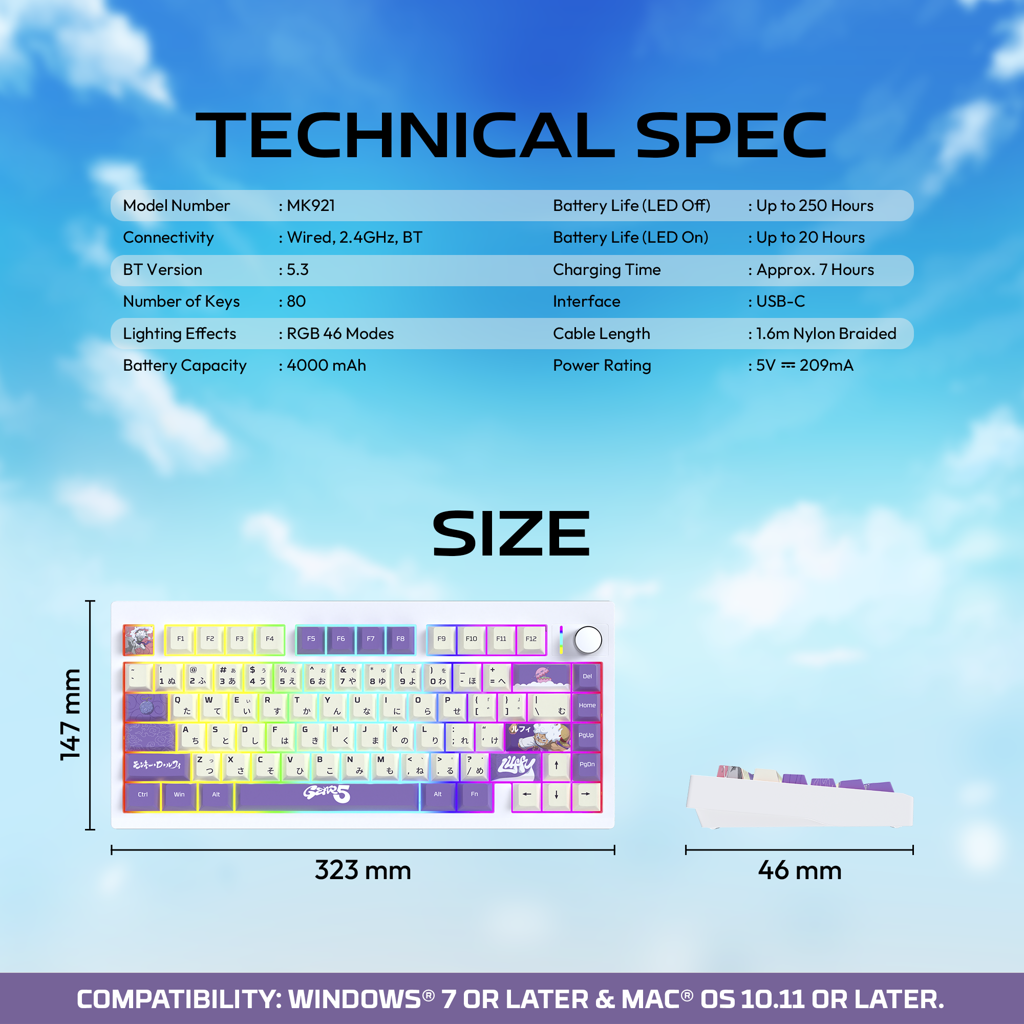 لوحة مفاتيح ميكانيكية Fantech MK921 MAXFIT8 QMK باللون الوردي