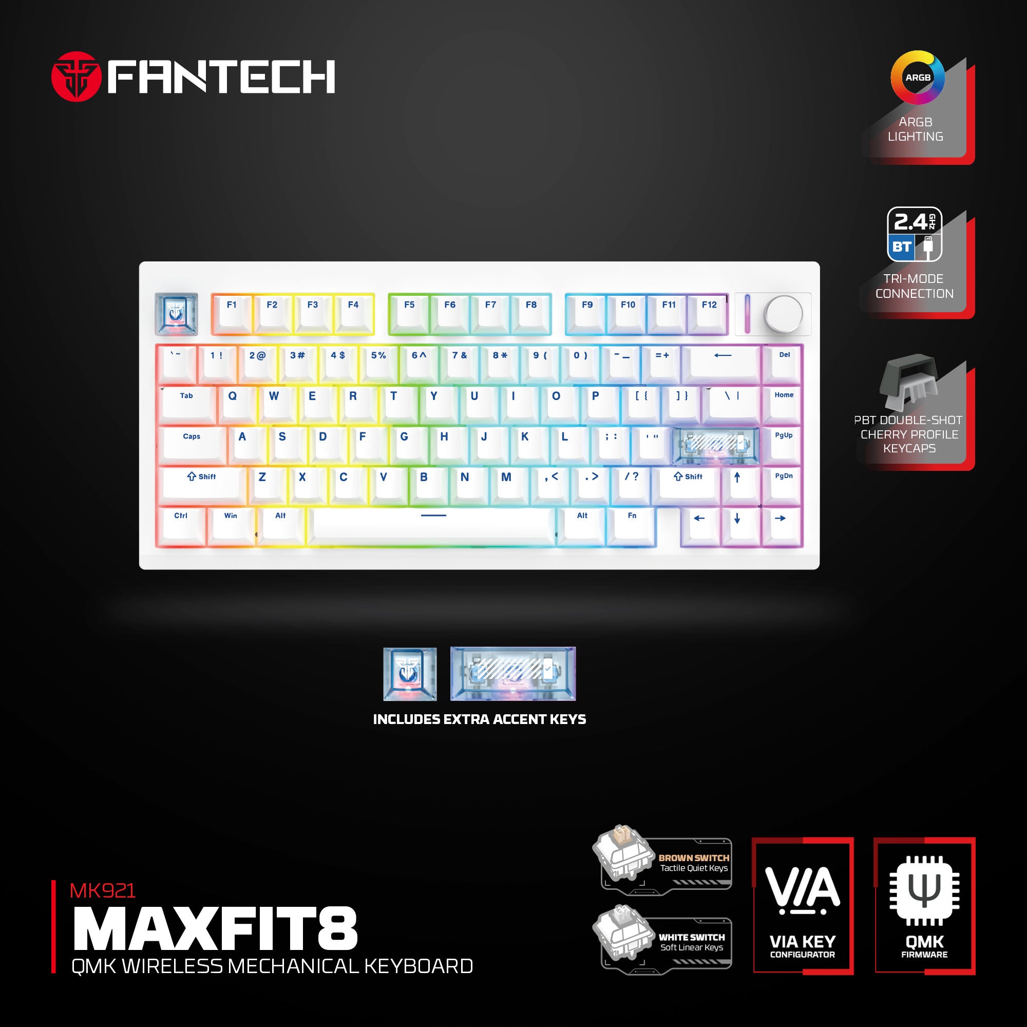 Fantech MK921 MAXFIT8 QMK Mechanical Keyboard  MK921