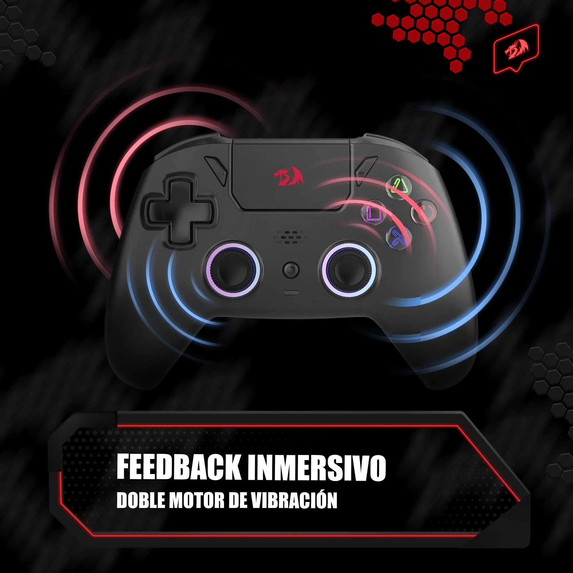 Redragon Darkflame Black Gamer Controller with Analog LEDs and Hall Effect G820 Triggers