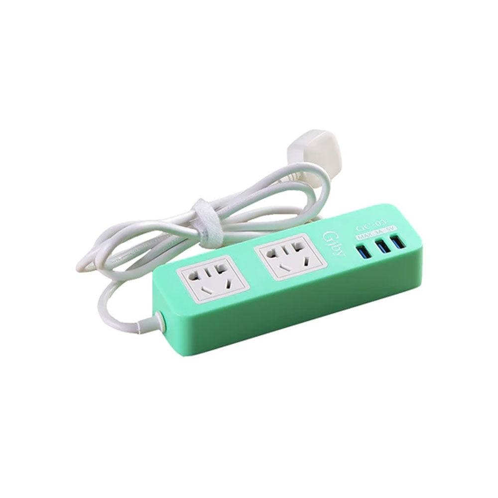 GJBY GC - 03 Universal Smart Socket Power Strip With 3 USB Ports Cables &