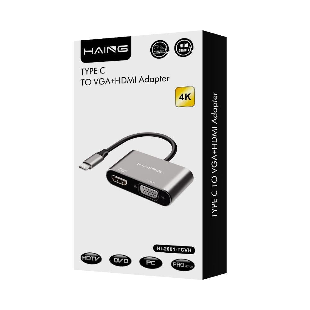 HAING TYPE C TO VGA + HDMI Adapter 4K Cables & Chargers