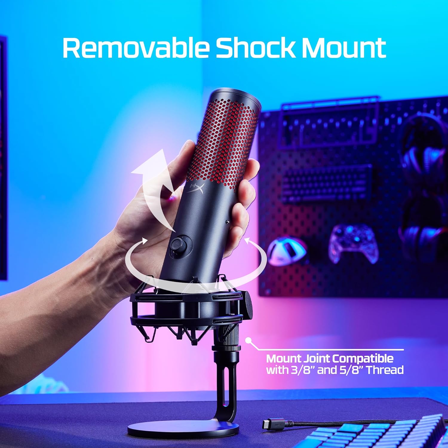 HyperX QuadCast 2 – USB Microphone for Gaming Streaming and Podcasting
