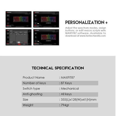 FANTECH MAXFIT87 MK856 RGB MINT EDITION MECHANICAL KEYBOARD