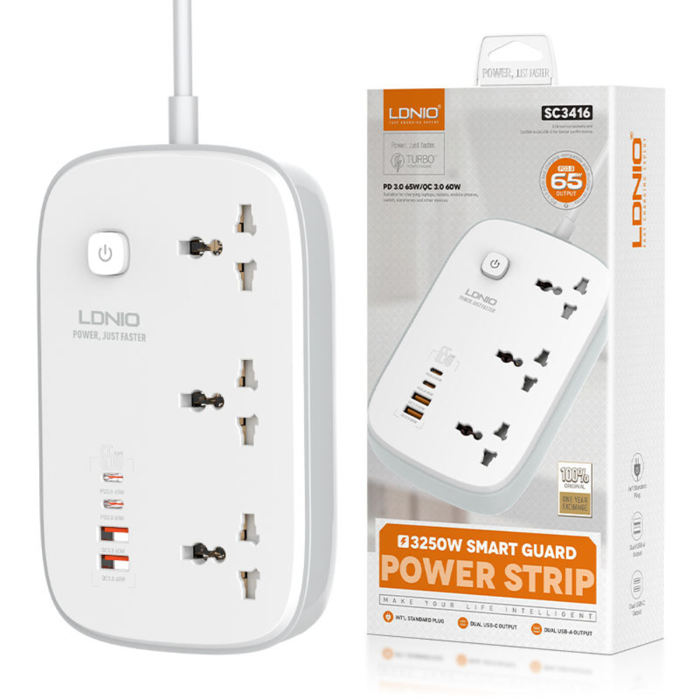 LDNIO SC3416 Newest 65W GaN UK/US/EU Plug Cables & Chargers