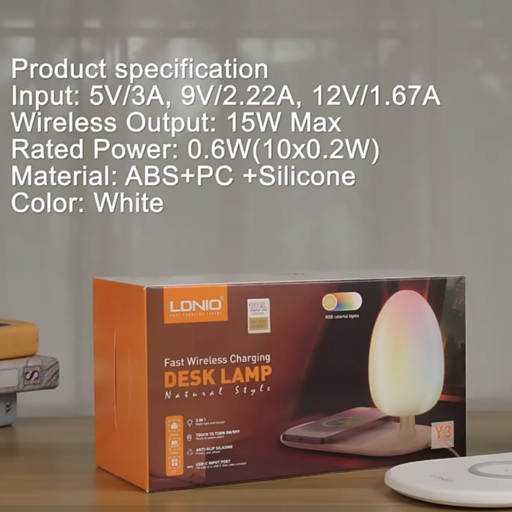 LDNIO Y3 Fast Wireless Charging DESK LAMP Lightning