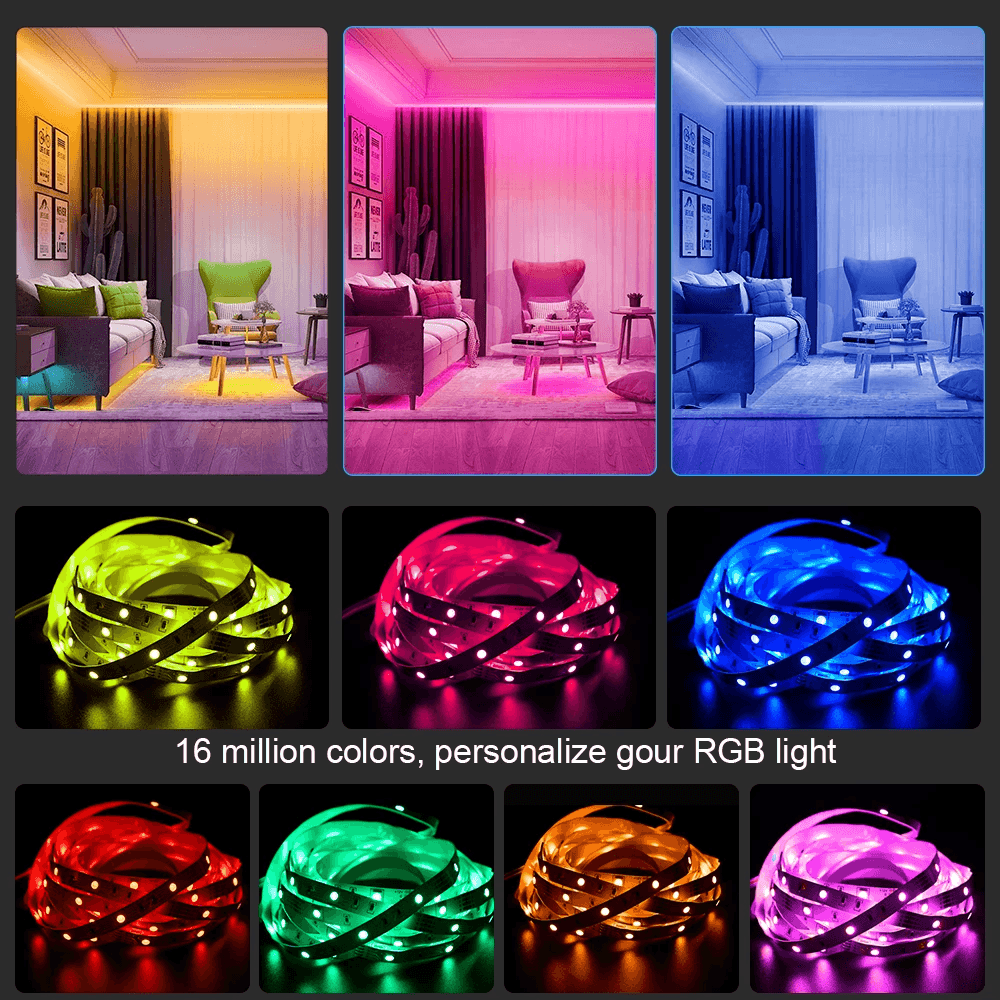 LED Strip Light RGB 5050 Flexible Ribbon With App Control Lightning