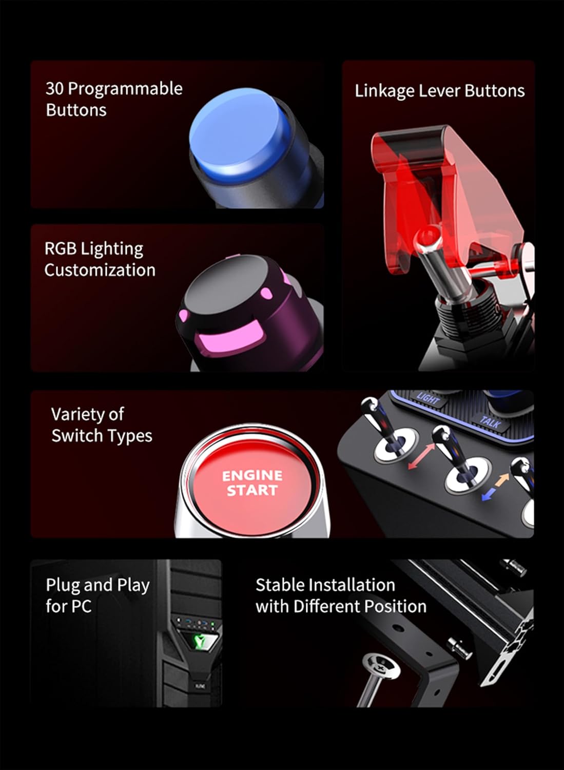 PXN CB1 Racing Button Box PC USB Simulation Racing Instrument Center Control