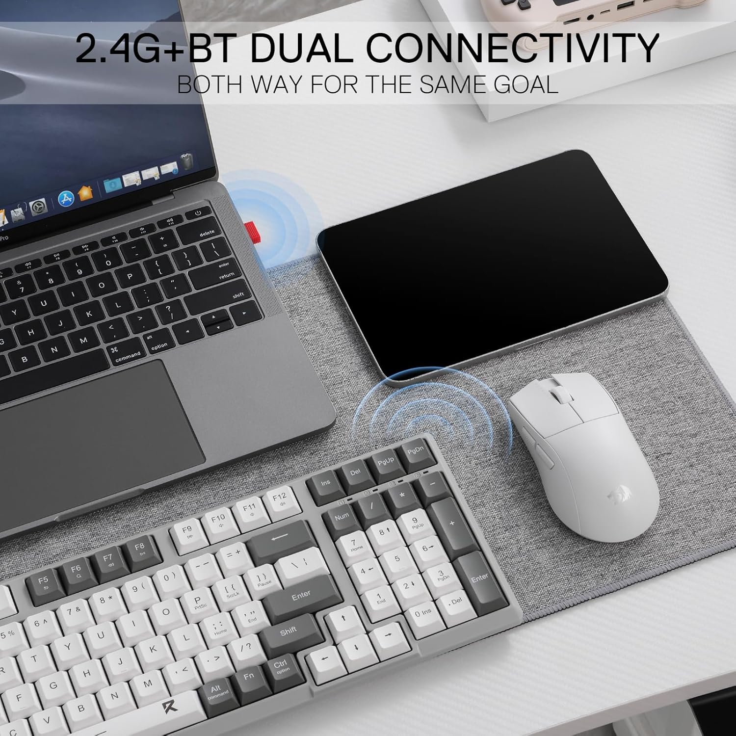 Redragon BK7114 Low Profile Wireless Computer Keyboard 98 Keys Slim Office PC