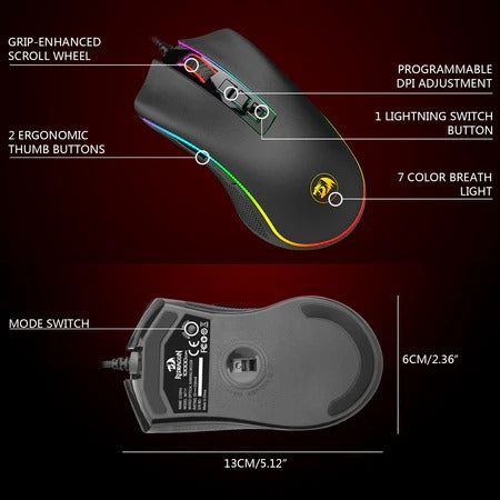 Redragon COBRA M711 FPS Flawless sensor LK Optical Switch 32000DPI Mouse