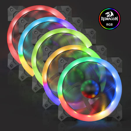 Redragon GC F008 Computer Case 120mm PC Cooling Fan RGB LED Quiet High Airflow