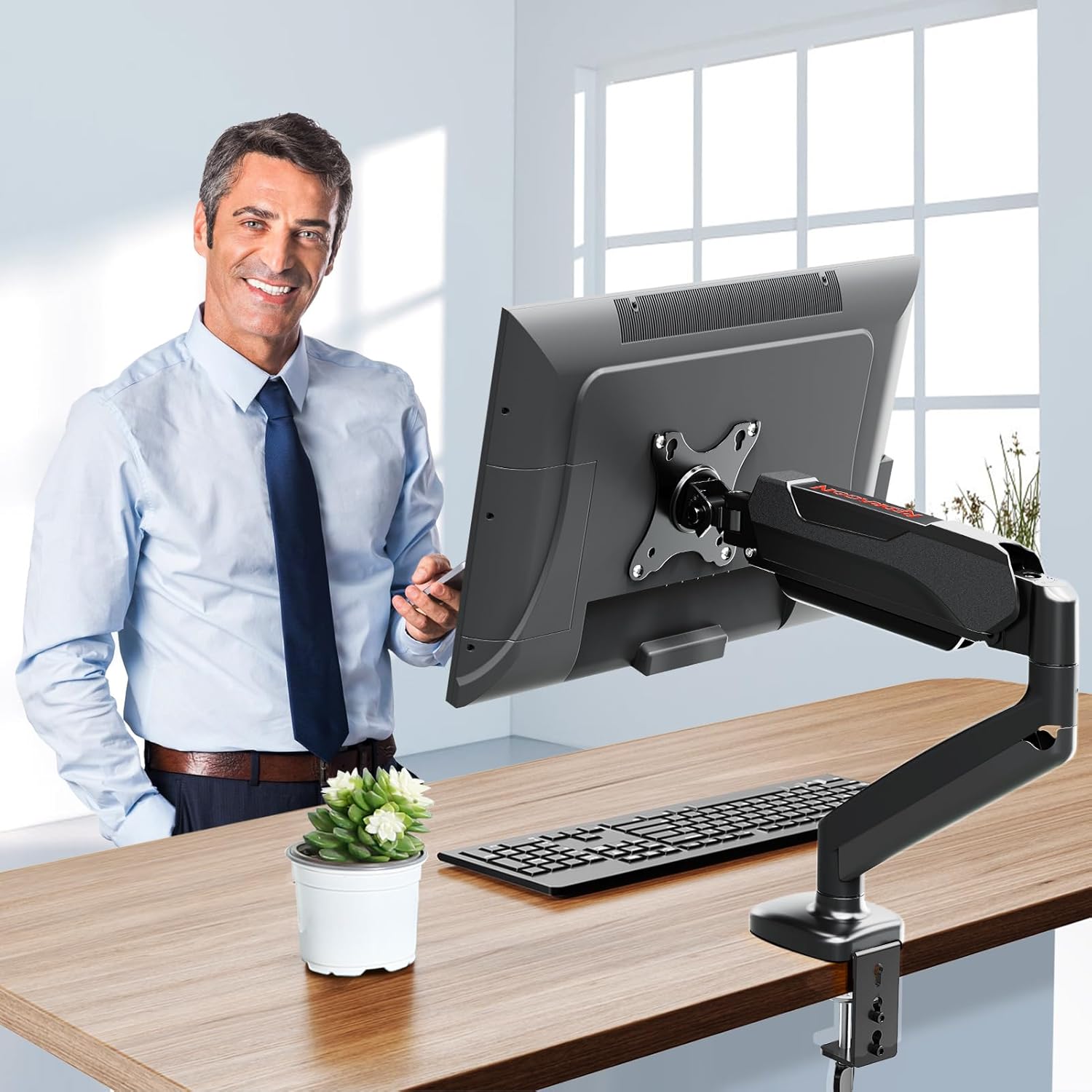 Redragon GMK914 Single Monitor Mount Stand Gas Spring Adjustable Arms with VESA