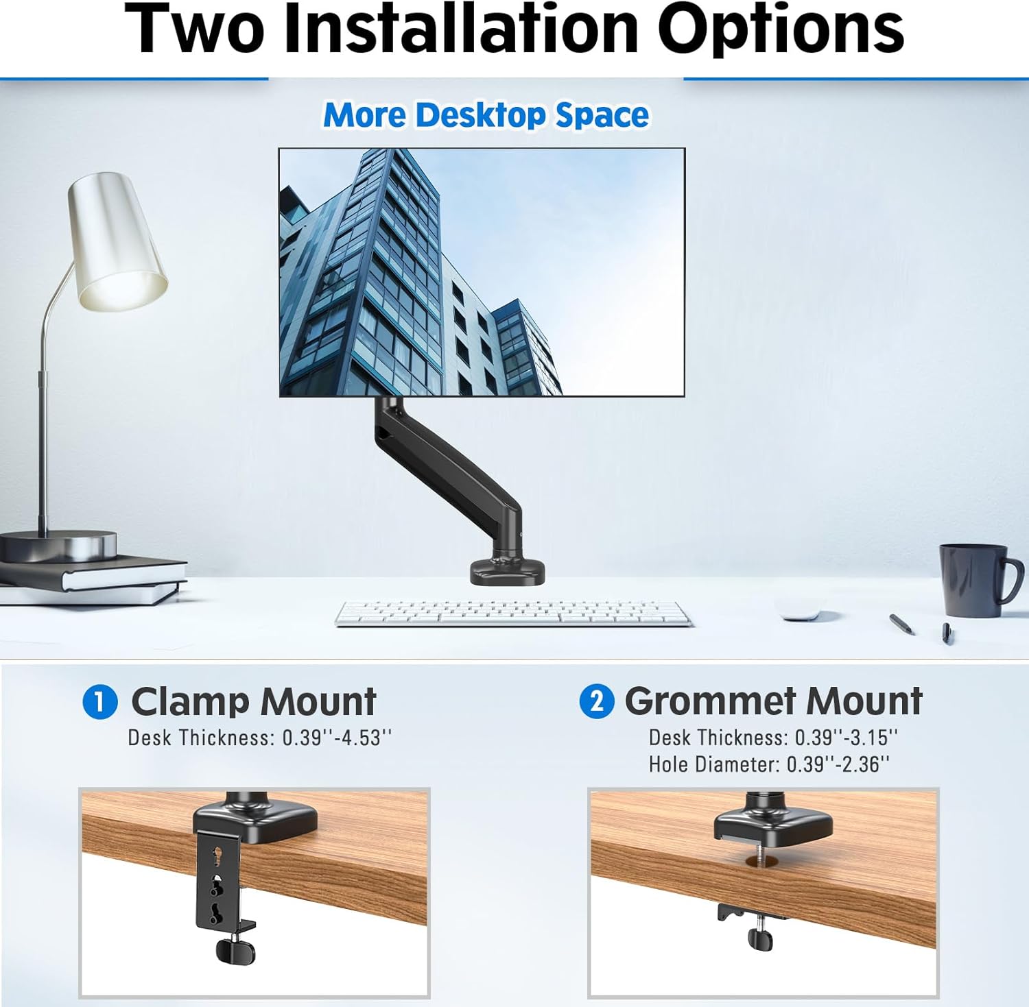 Redragon GMK914 Single Monitor Mount Stand Gas Spring Adjustable Arms with VESA