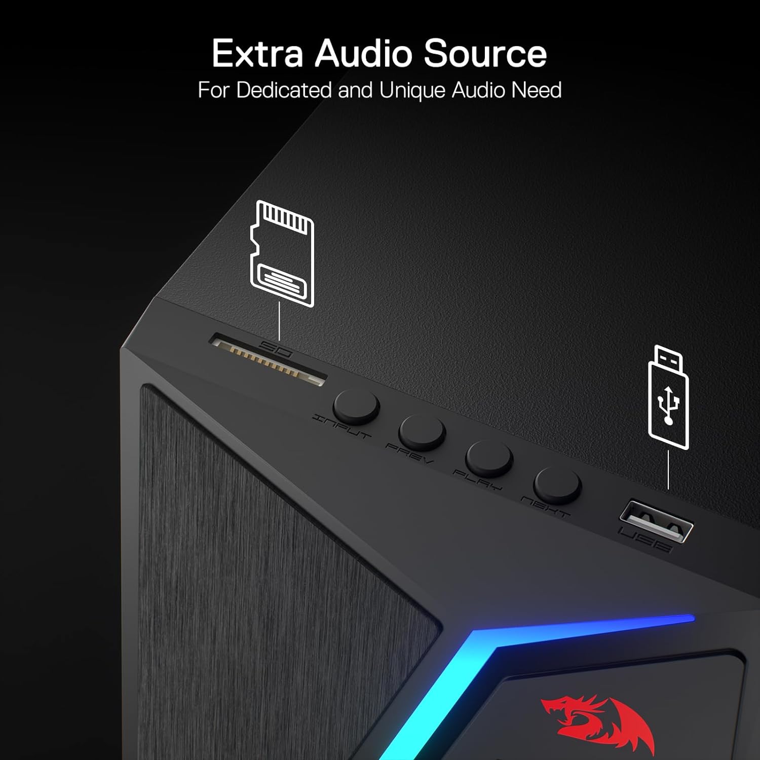 Redragon GS520 PRO Computer Gaming Speakers with Subwoofer 2.1 Channel RGB