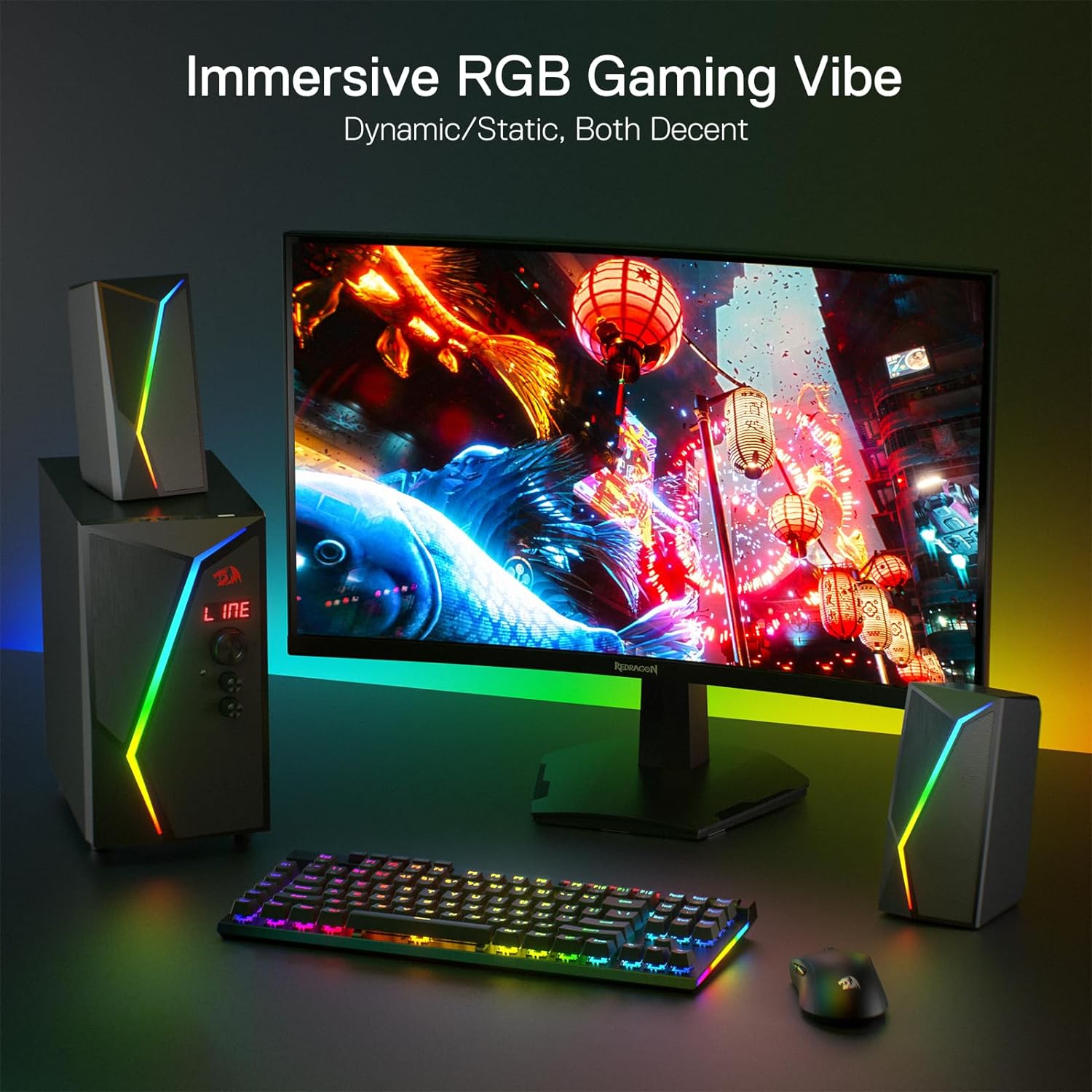 Redragon GS520 PRO Computer Gaming Speakers with Subwoofer 2.1 Channel RGB