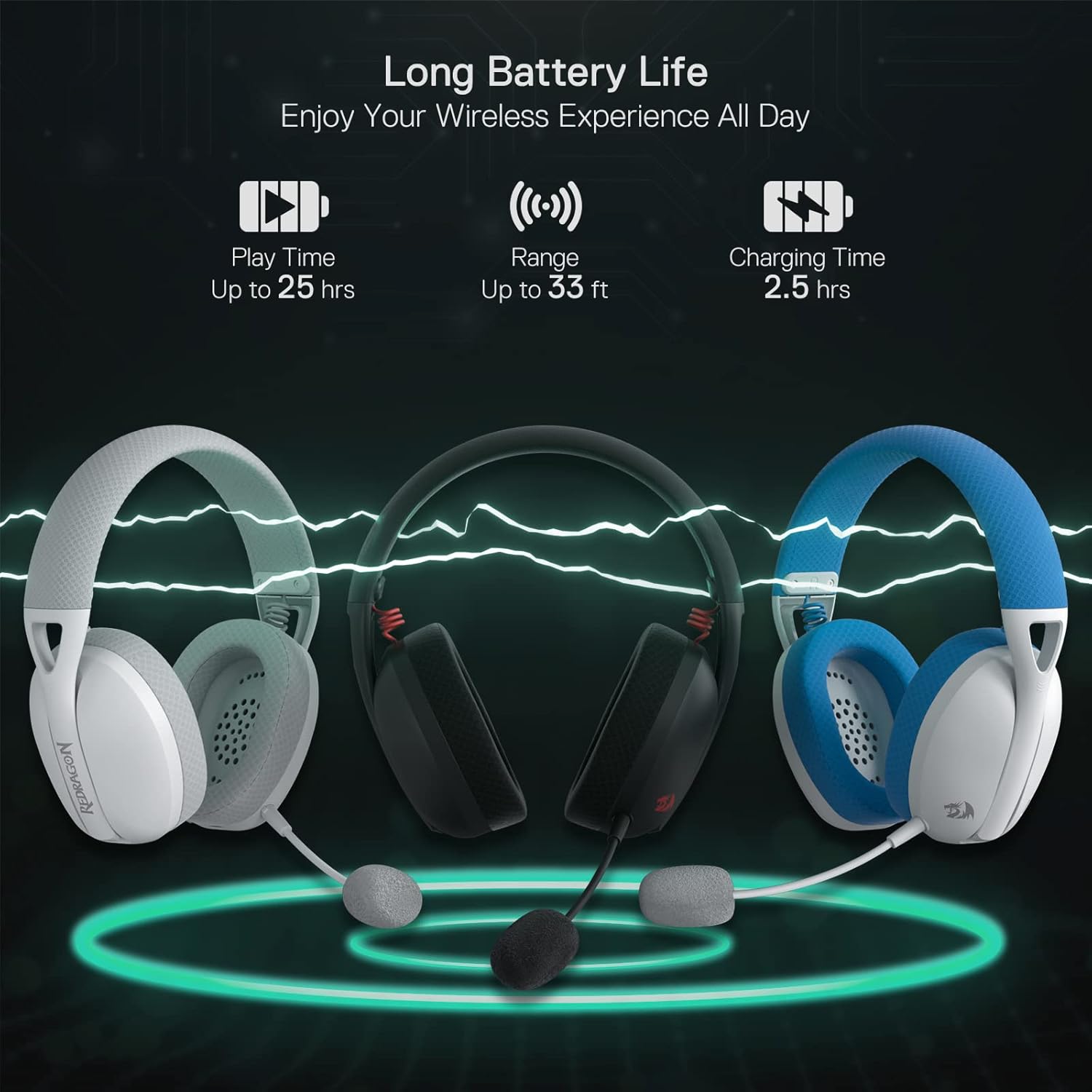 Redragon H848 BT Wireless Gaming Headset Lightweight 7.1 Surround Sound 40MM