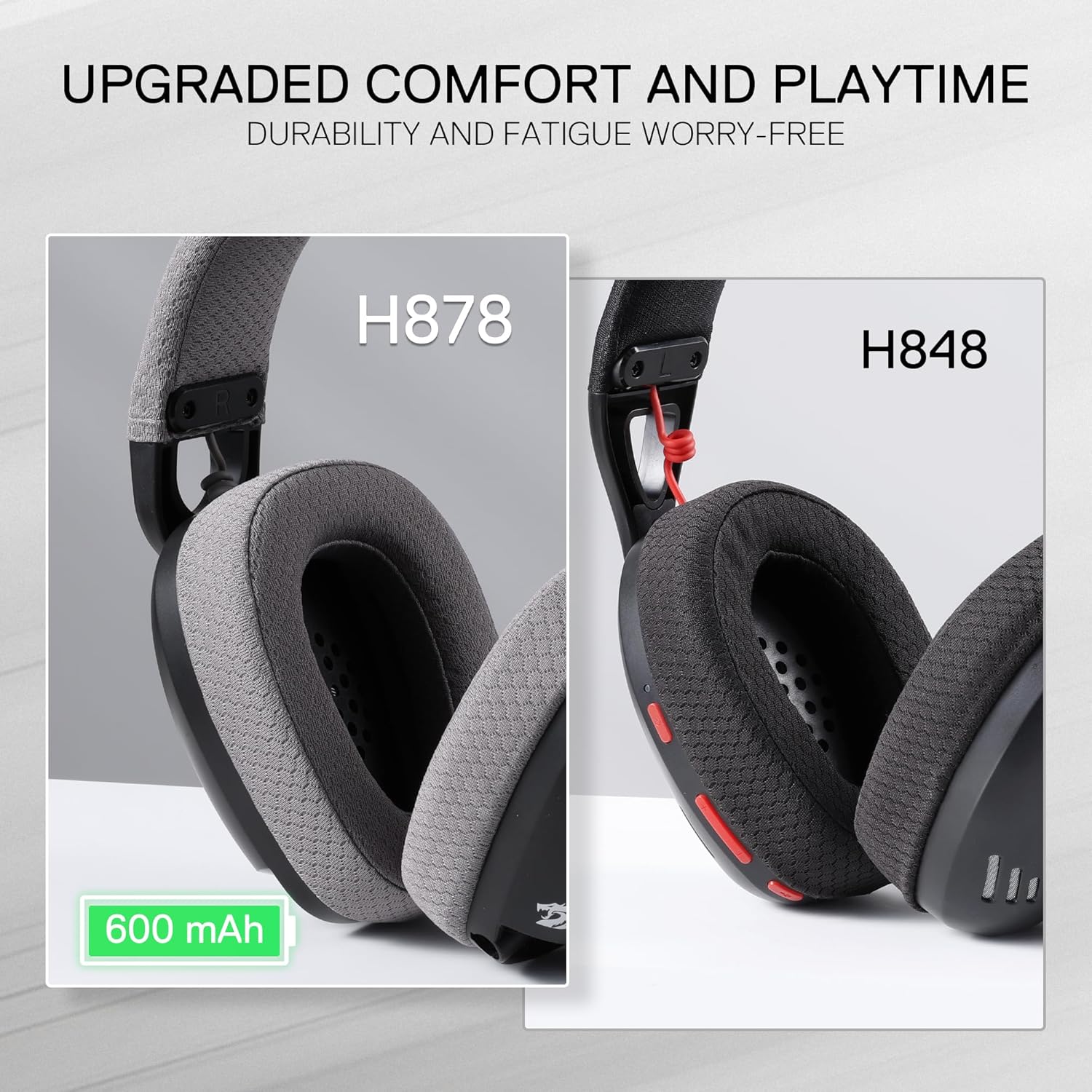 Redragon H878 3 Mode Wireless Blue Lighting Gaming Headset Lightweight 7.1