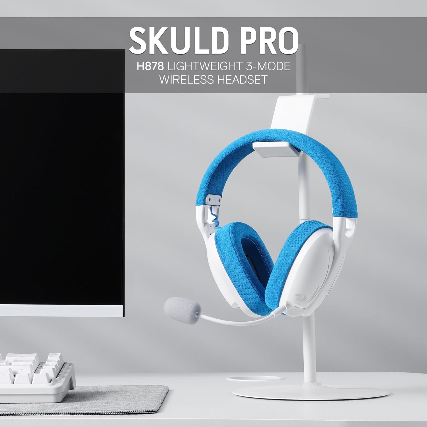 Redragon H878 3 Mode Wireless Blue Lighting Gaming Headset Lightweight 7.1