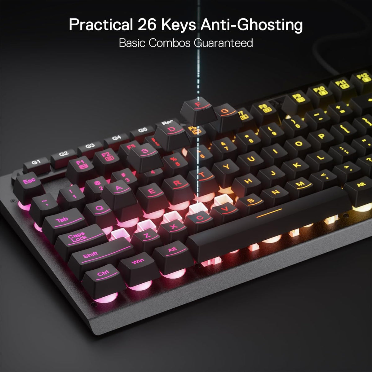 Redragon K513 Rgb Membrane Gaming Keyboard, Standard 104 Keys Linear