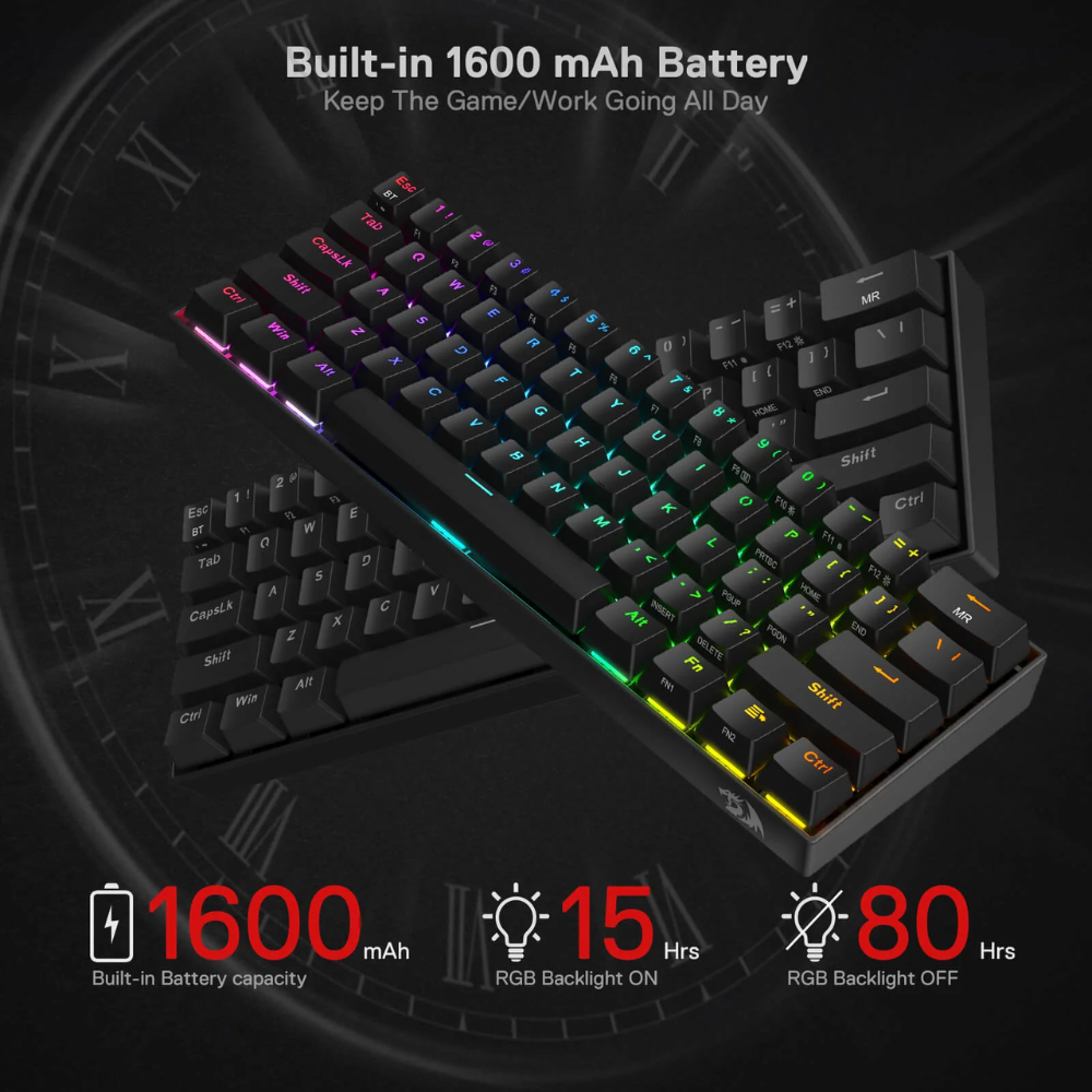 Redragon K530 Pro Draconic 60% Bluetooth/2.4Ghz/Wired Brown Switch Keyboard