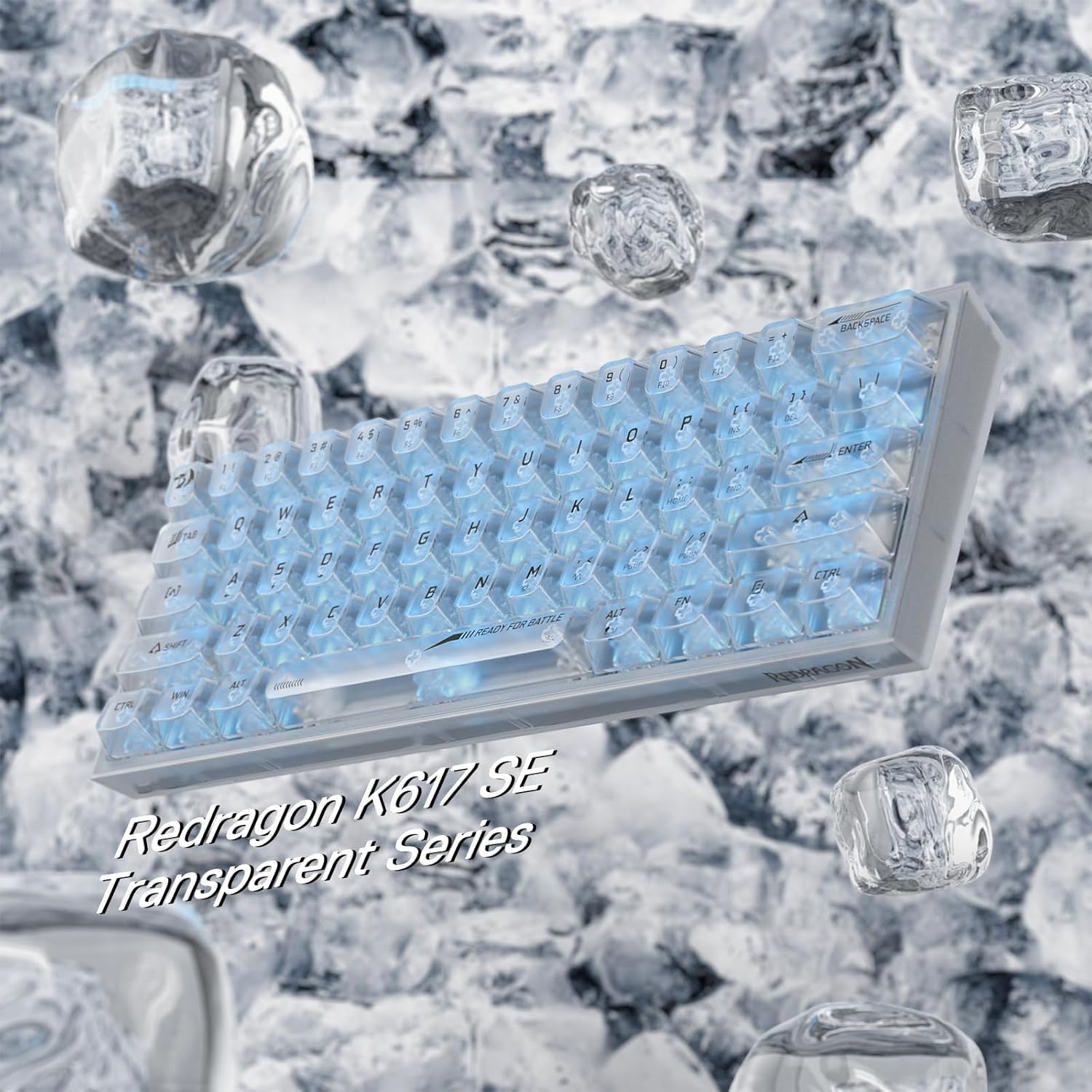 Redragon K617 CT 60% Wired RGB Gaming Keyboard 61 Keys Compact Full Transparent