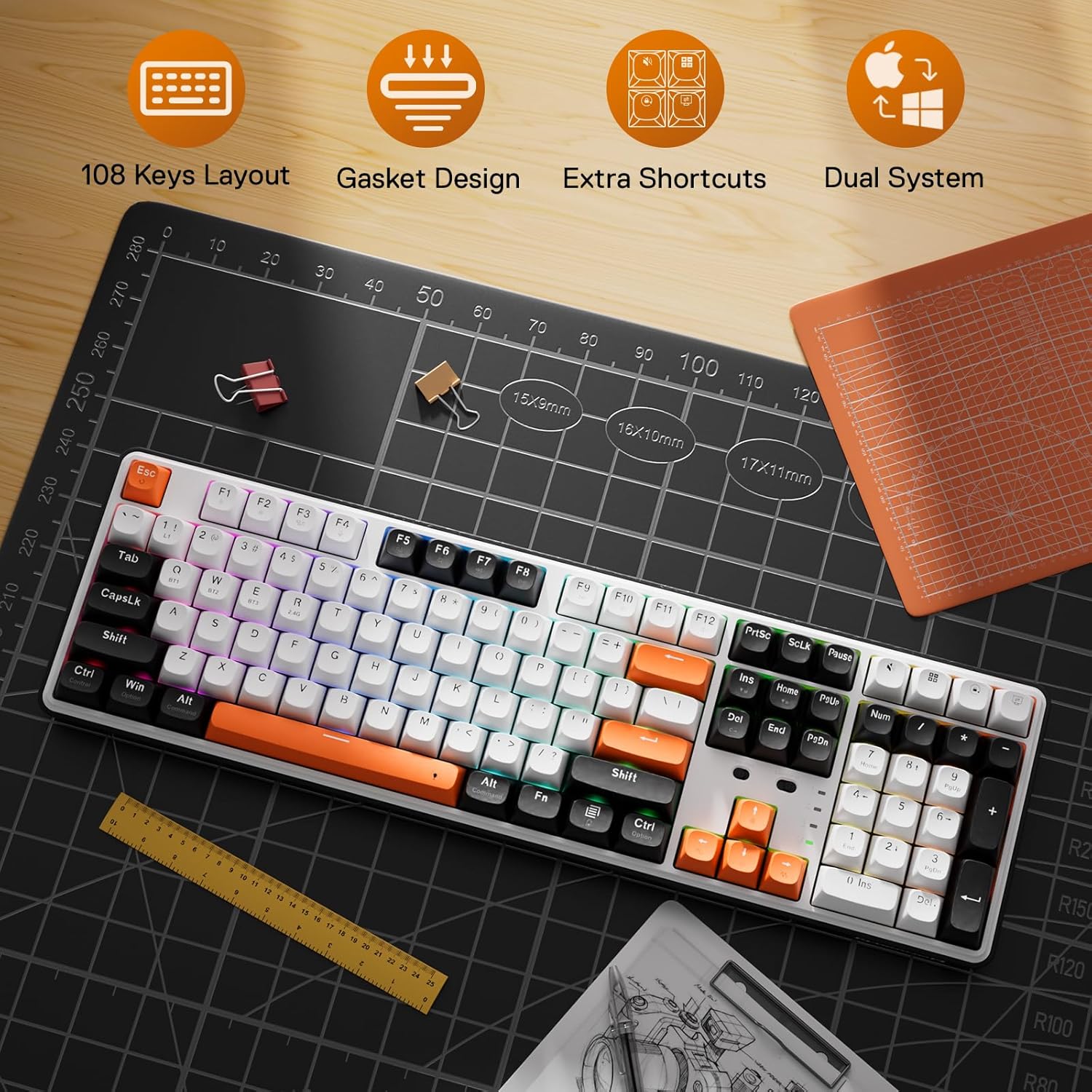 Redragon K689 PRO Wireless Gasket RGB Gaming Keyboard 104 Keys + Extra 4
