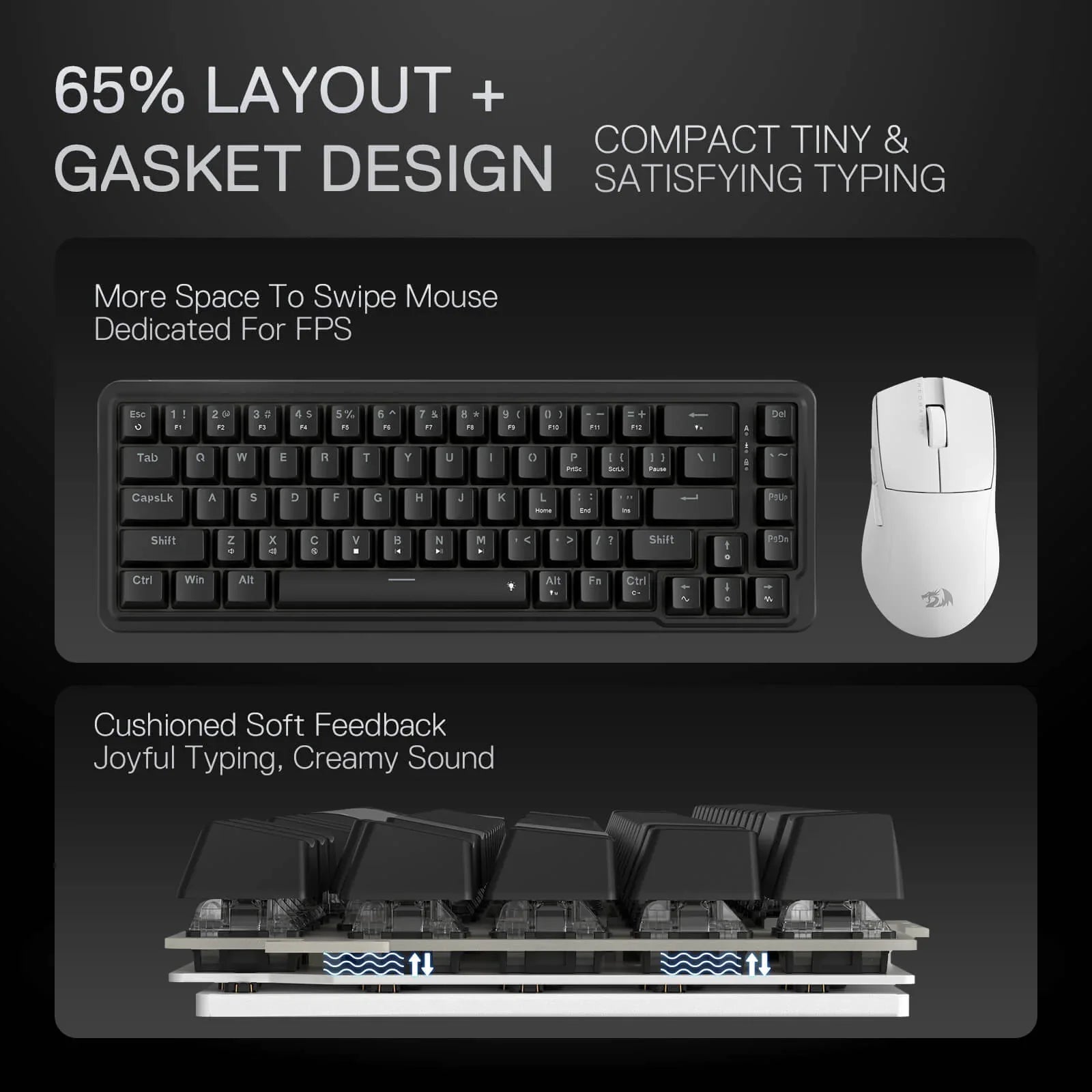 Redragon K709 65% Wired Gasket RGB Gaming Keyboard Keyboard