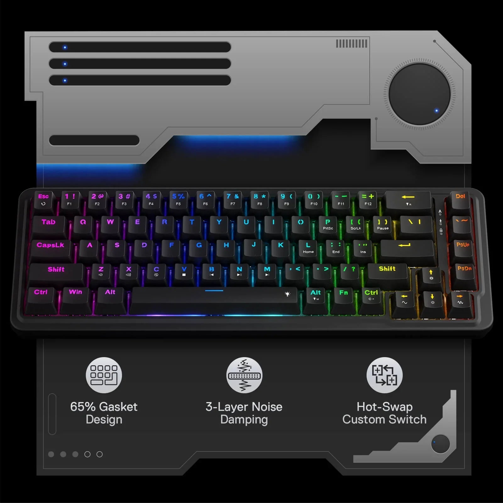 Redragon K709 65% Wired Gasket RGB Gaming Keyboard Keyboard
