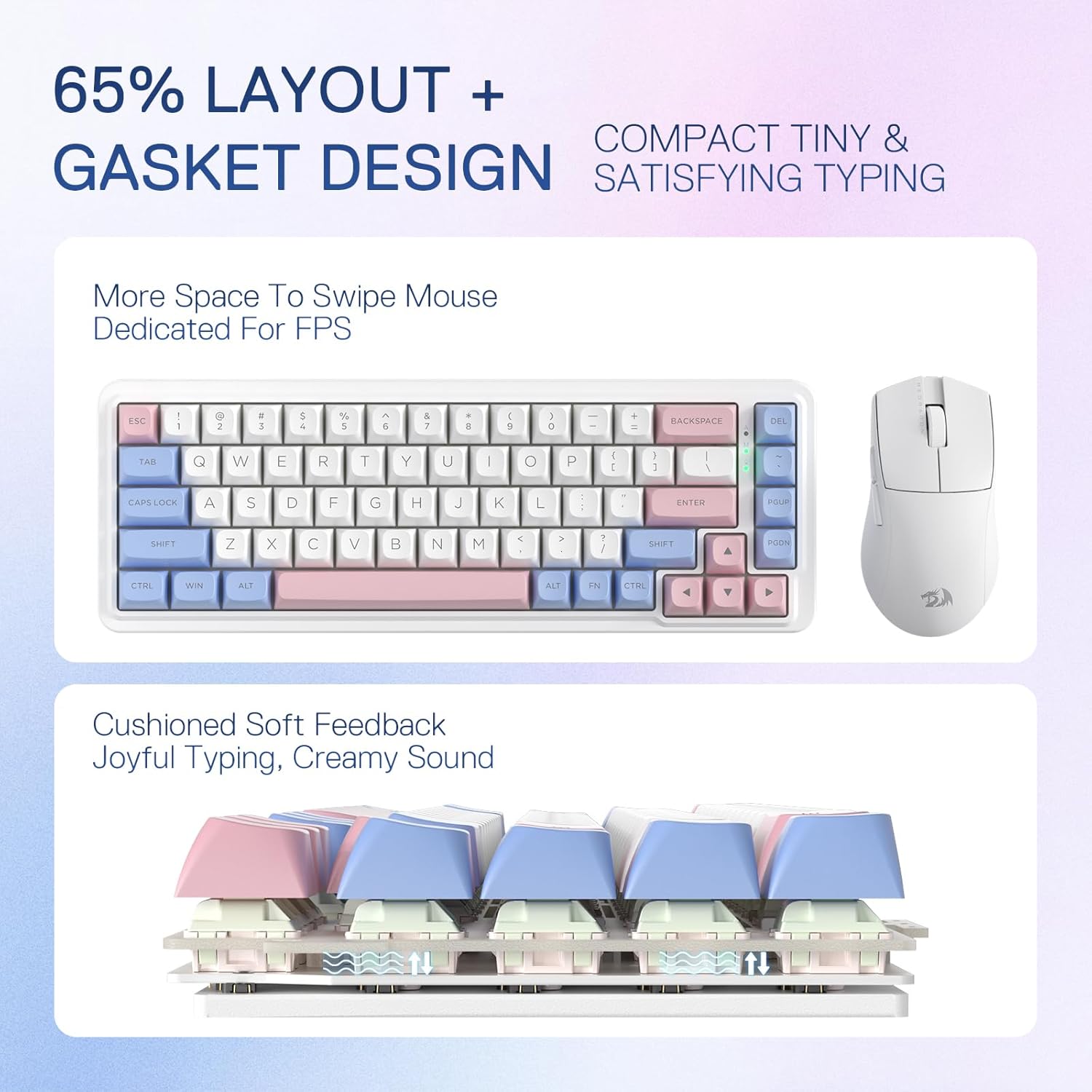 Redragon K709 PRO 65% Wireless Gasket RGB Gaming Keyboard 68 Keys Hot Swap