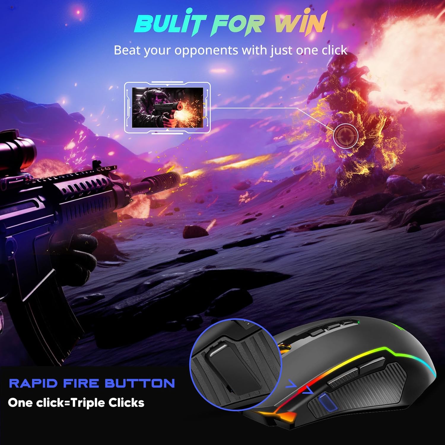 Redragon M910 PRO Gaming Mouse Wireless Mouse Gaming with 8000 DPI PC Gaming