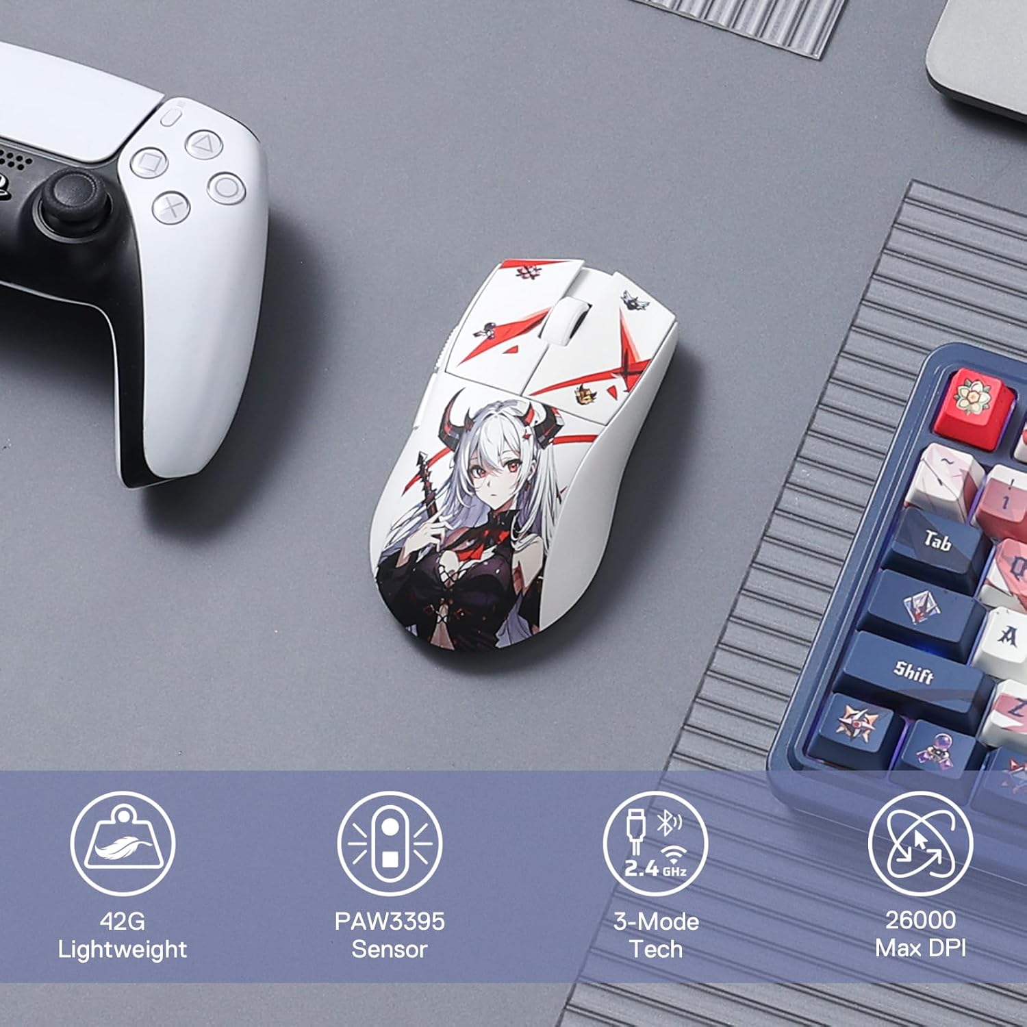 Redragon M916AK PRO 3 Mode Anime Gaming Mouse 42G Ultra Light 26K DPI Gaming
