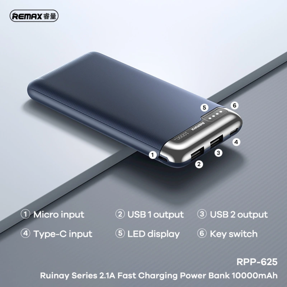 Remax RPP 625 10000mAh Fast Charging Power Bank Cables & Chargers