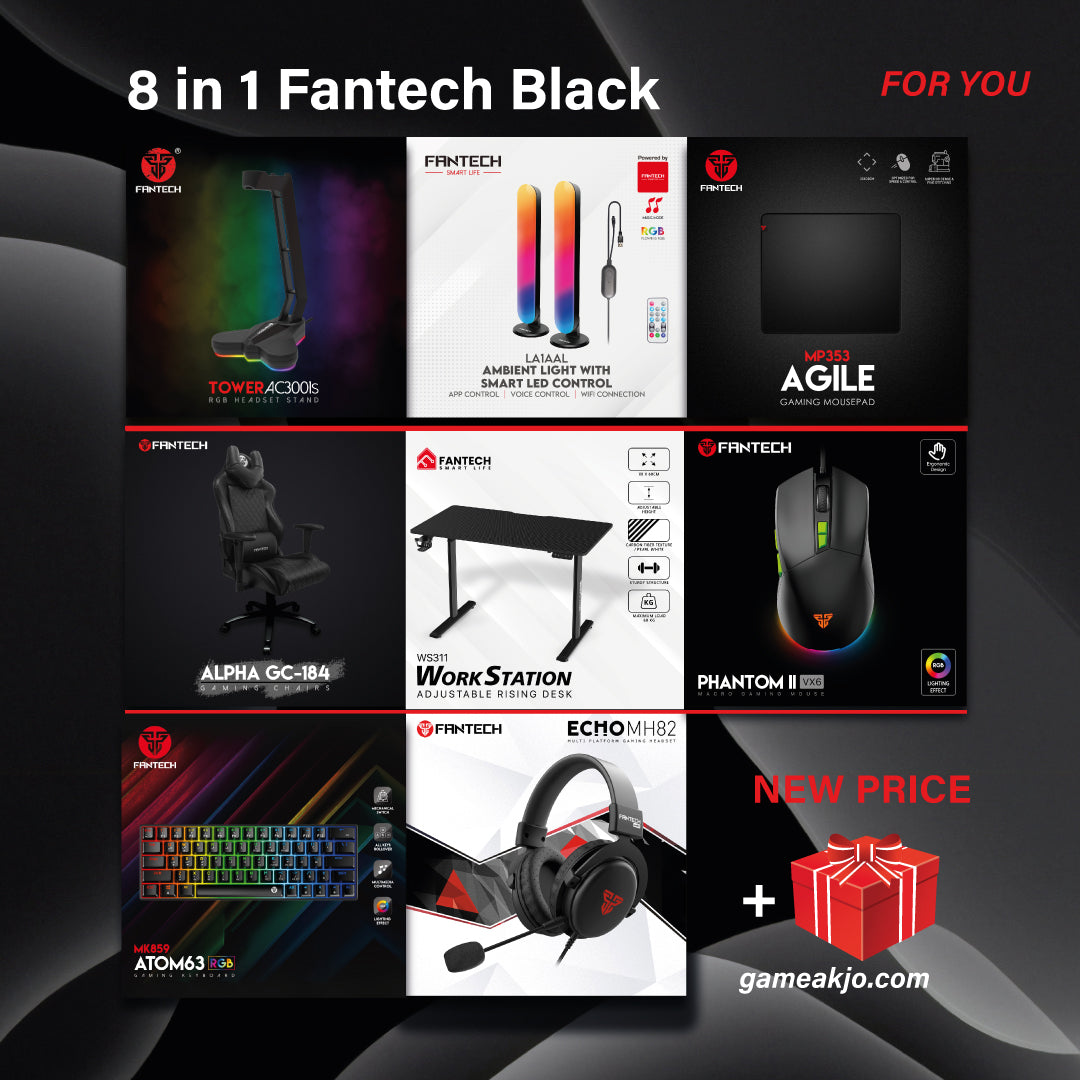 Fantech black 8 in 1 Gameak Gaming set Bundle 380 JOD