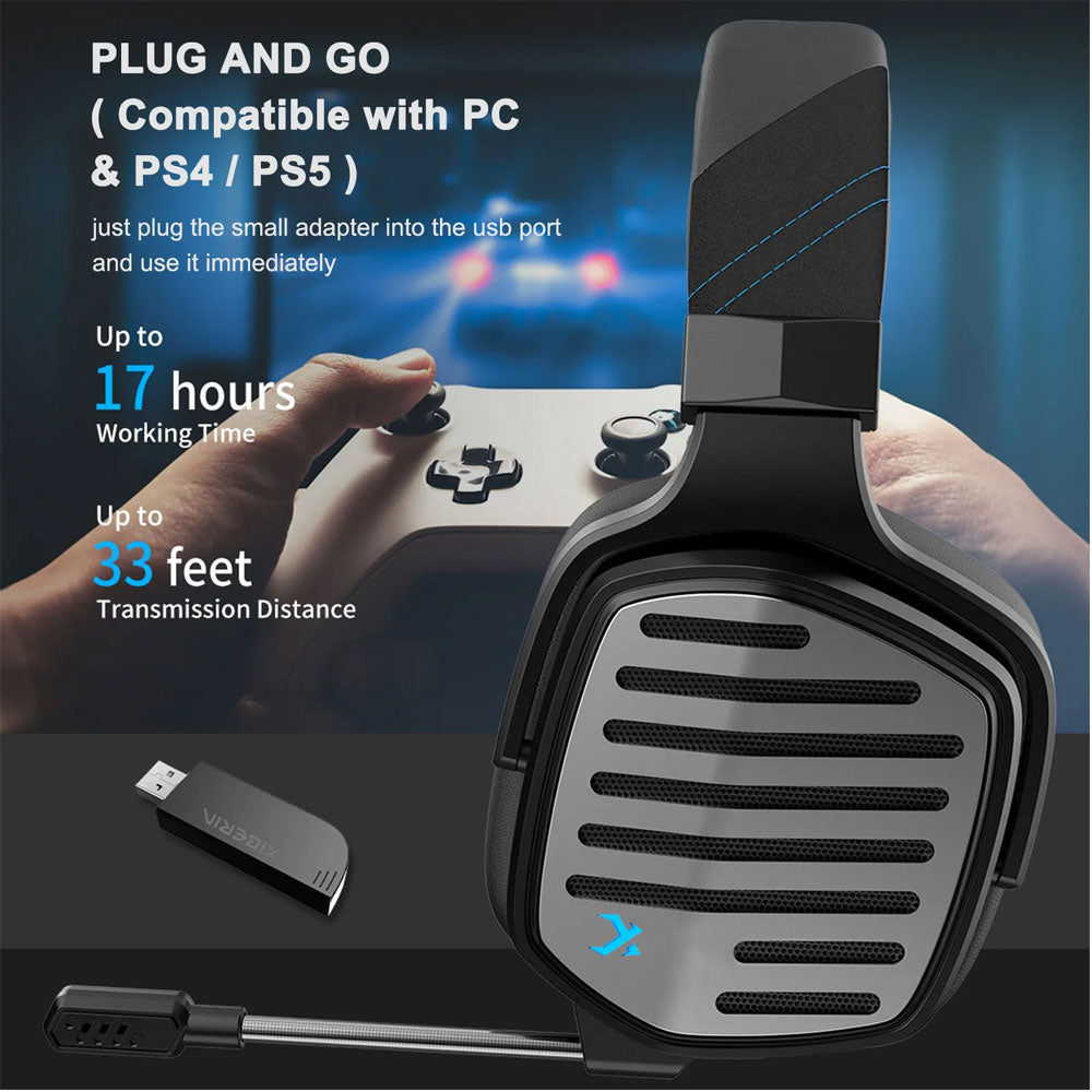 BEAVIIOO 2.4G Wireless Gaming Headset with Mic for PC PS4 PS5